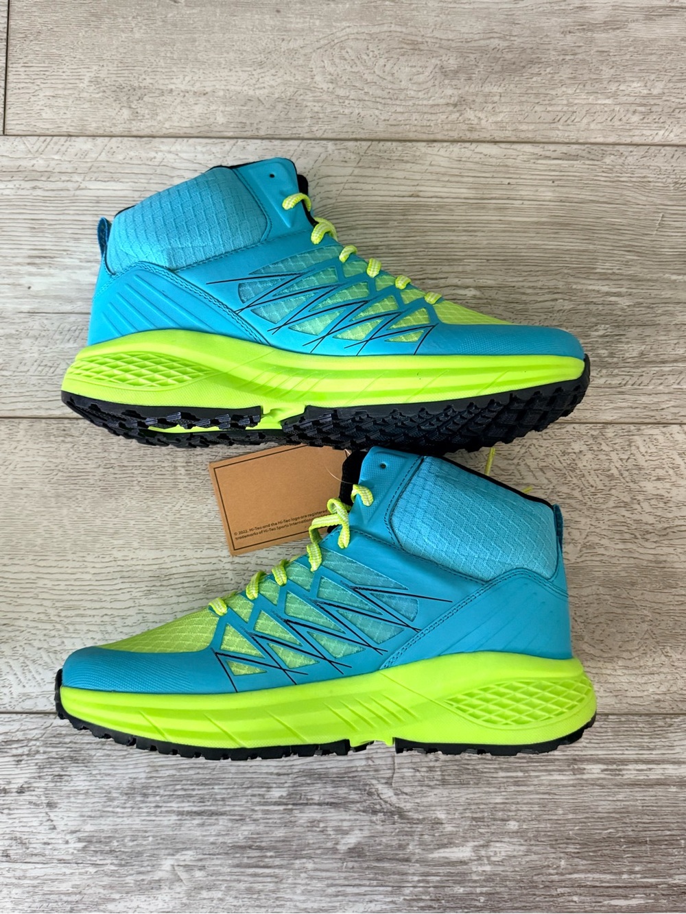 Hi-Tec Demolisher Mid Men’s 8.5 Blue Lime High Top Athletic Shoes NWT - Picture 3 of 10